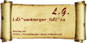 Lövenberger Géza névjegykártya