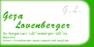 geza lovenberger business card